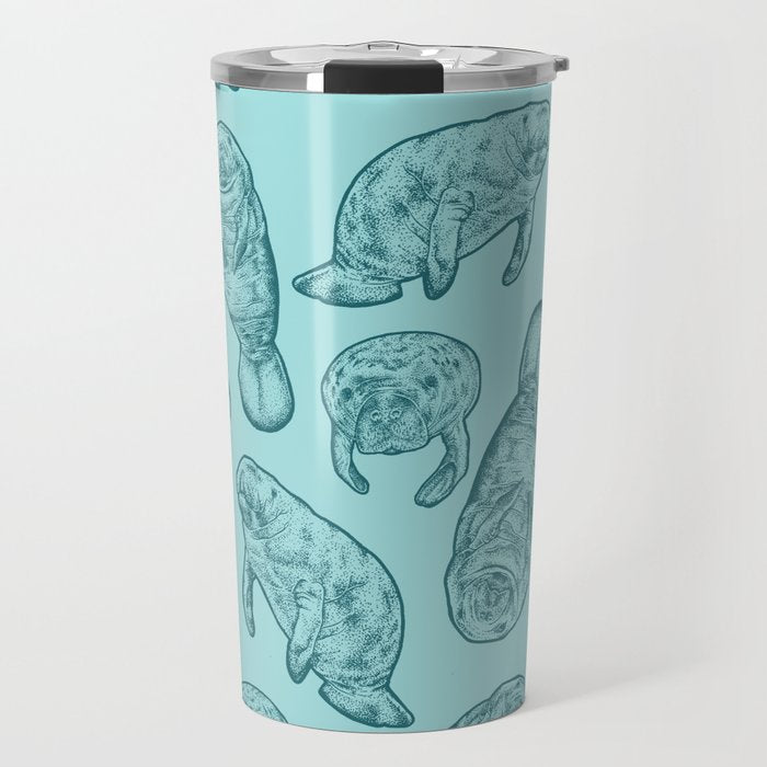 Manatees - Teal Travel Mug Gallery Image 1