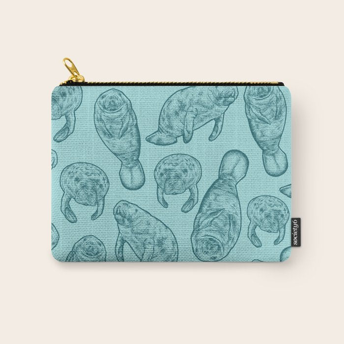 Manatees - Teal Carry All Pouch Gallery Image 1