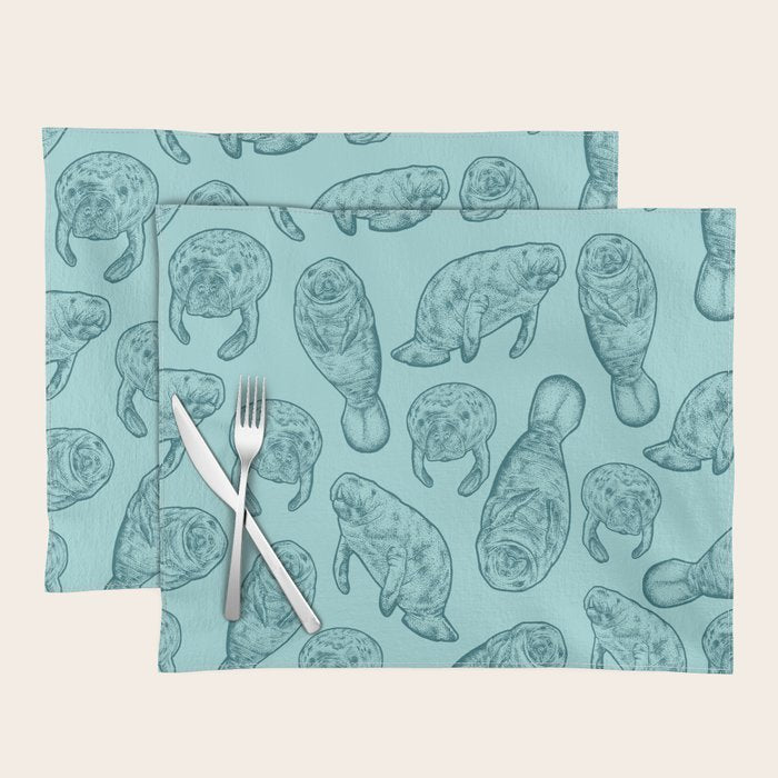 Manatees - Teal Placemat Gallery Image 1