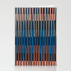 Block print geometrics stripes nocturnal blue Stationery Card Gallery Image 2