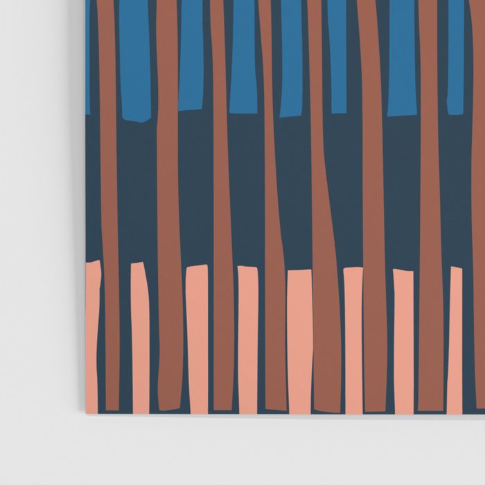 Block print geometrics stripes nocturnal blue Poster Gallery Image 3