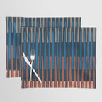 Block print geometrics stripes nocturnal blue Placemat Gallery Image 1