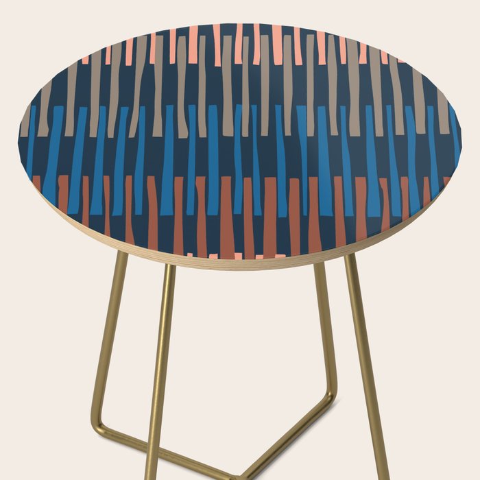 Block print geometrics stripes nocturnal blue Side Table Gallery Image 2