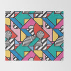 Colorful Memphis Milano Modern Geometric Shapes - 80s 90s retro electroclash pop art Aztec Throw Blanket Gallery Image 2