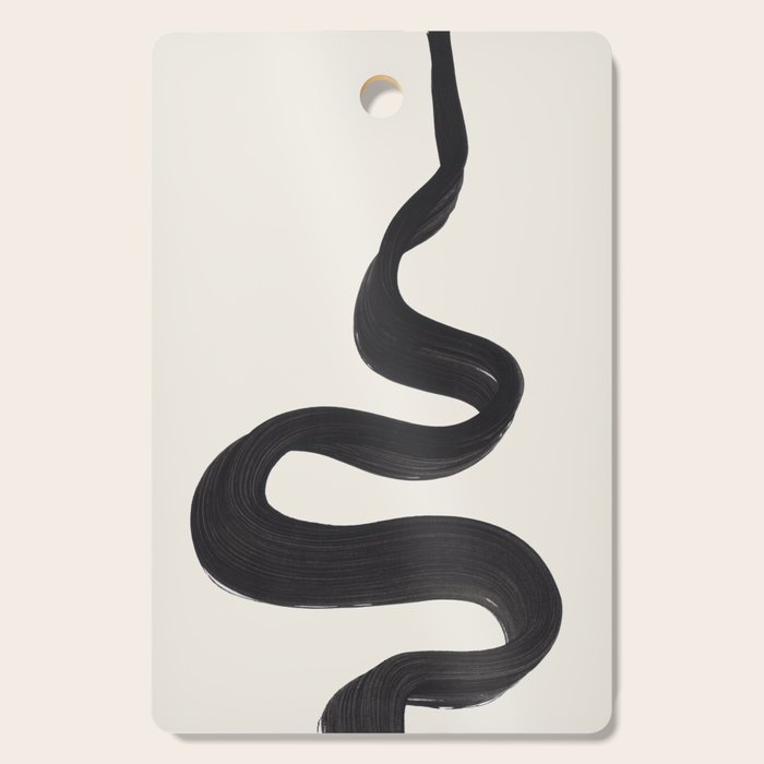 Minimalist Abstract Art Smoke Genie In The Lamp Mythical Magical Ink Art Black & White Cutting Board Gallery Image 1
