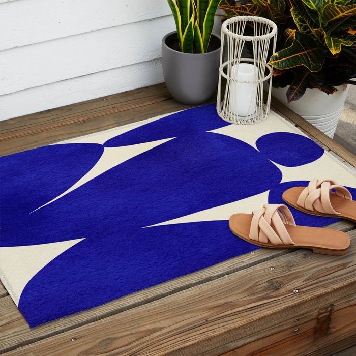 Abstract cutout 04-blue Outdoor Rug Gallery Image 2