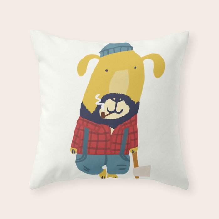 Rugged Roger - the lumberjack Throw Pillow Gallery Image 6