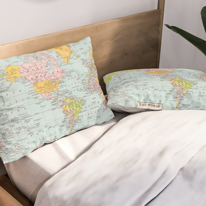 World Map Pillow Sham Gallery Image 2