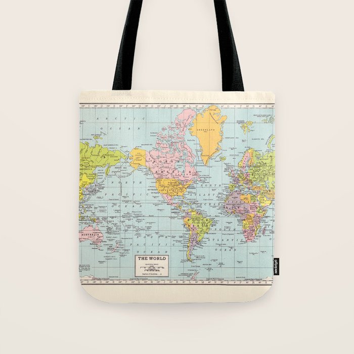 World Map Tote Bag Gallery Image 1