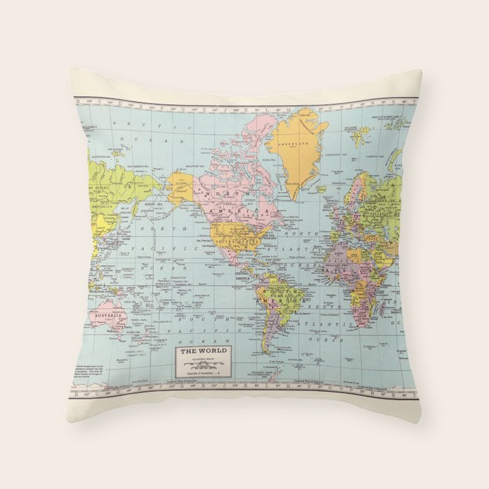 World Map Throw Pillow Gallery Image 6