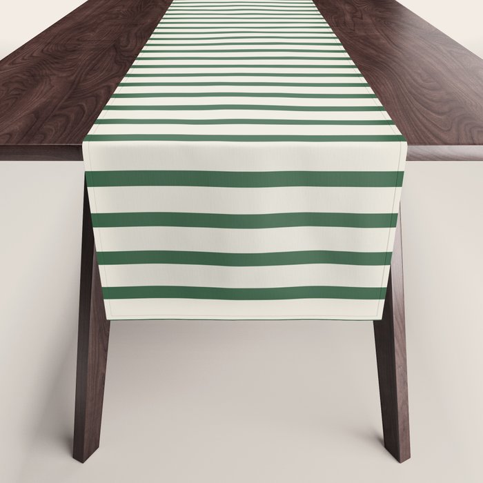 Green And Cream Striped Table Runner Gallery Image 1