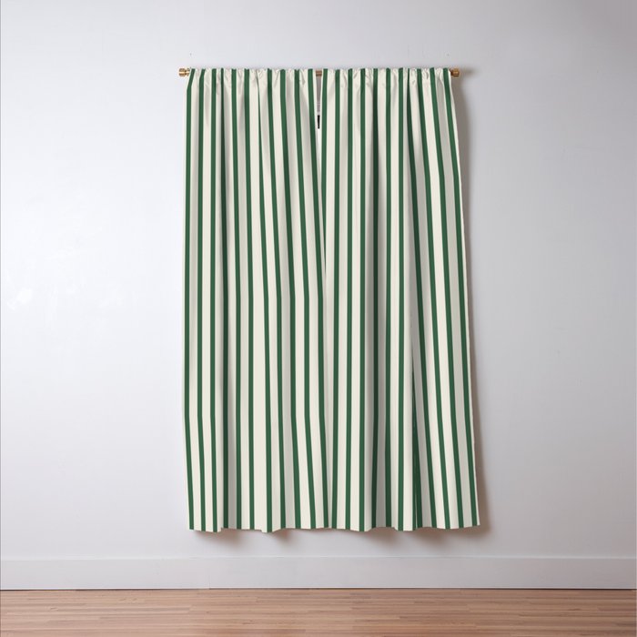 Green And Cream Striped Window Curtain Gallery Image 3