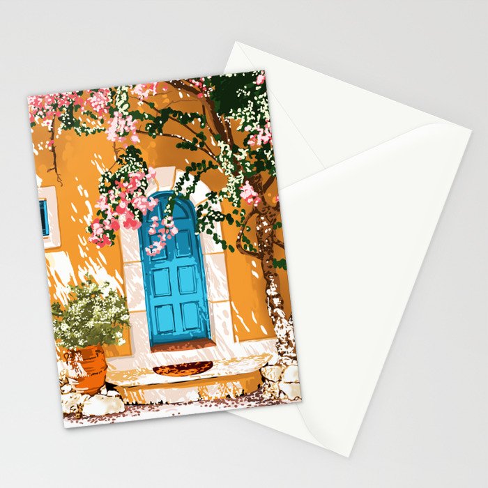 Oh The Places You Will Go | Spanish Bougainvillea Villa architecture Buildings | Boho Summer Travel Stationery Card Gallery Image 2