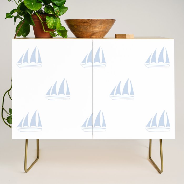 Pale Blue Sailboat Pattern Credenza Gallery Image 1