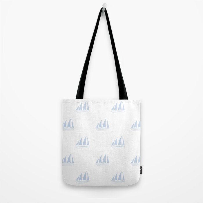 Pale Blue Sailboat Pattern Tote Bag Gallery Image 2