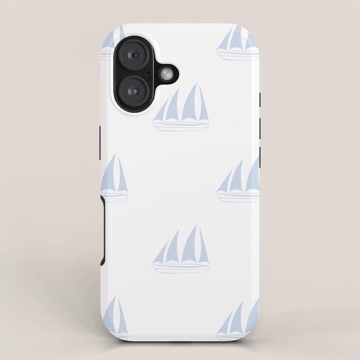 Pale Blue Sailboat Pattern iPhone Case Gallery Image 1