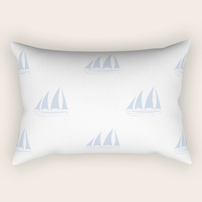 Pale Blue Sailboat Pattern Rectangular Pillow Gallery Image 1