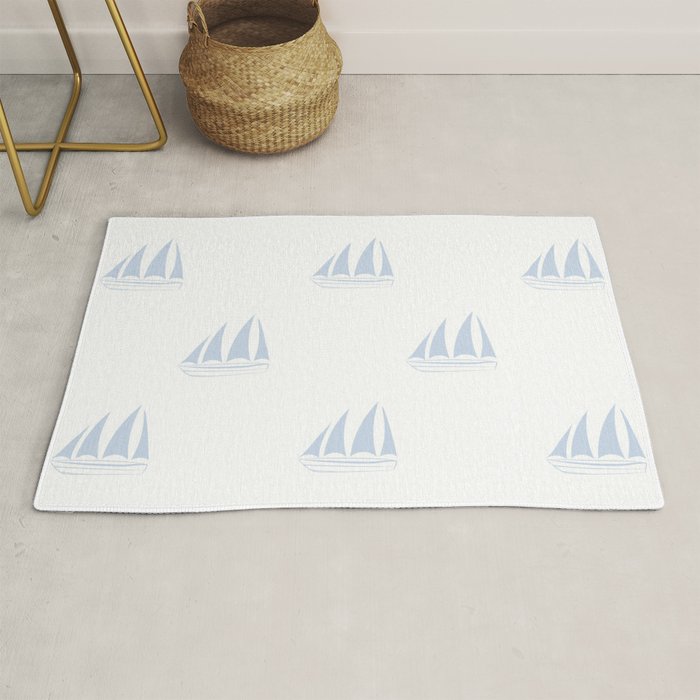 Pale Blue Sailboat Pattern Rug Gallery Image 1