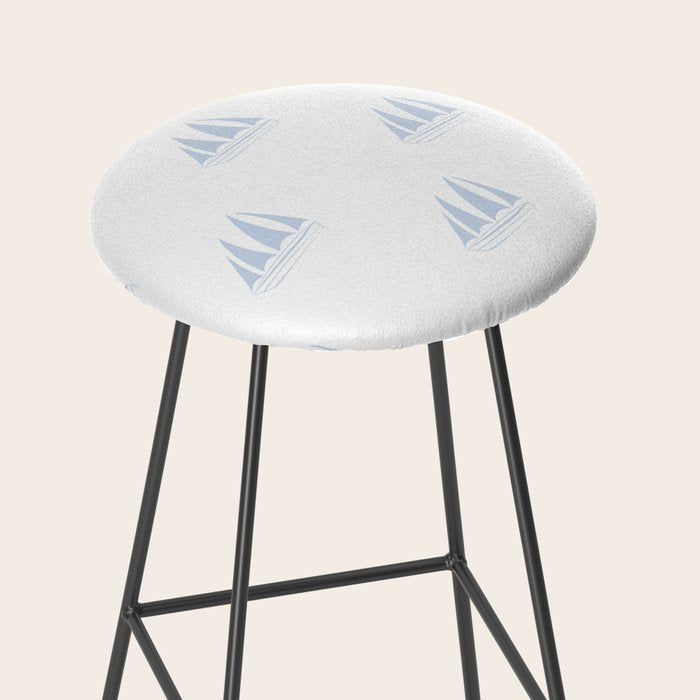 Pale Blue Sailboat Pattern Stool Gallery Image 2