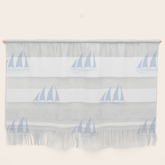 Pale Blue Sailboat Pattern Wall Hanging Gallery Image 1