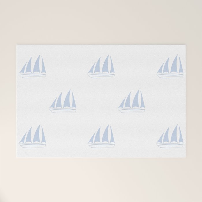 Pale Blue Sailboat Pattern Welcome Mat Gallery Image 1