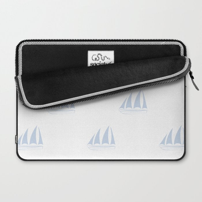 Pale Blue Sailboat Pattern Laptop Sleeve Gallery Image 2