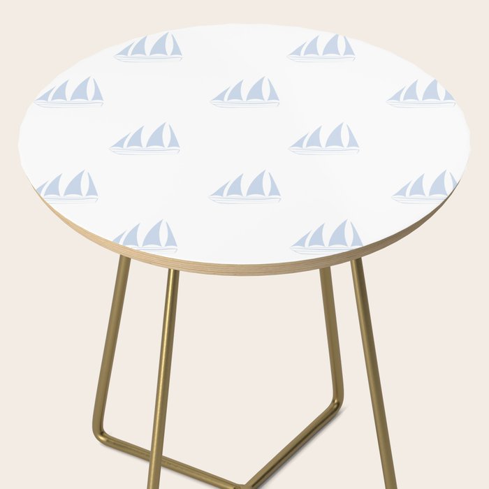 Pale Blue Sailboat Pattern Side Table Gallery Image 2