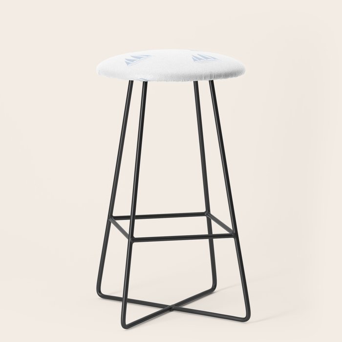 Pale Blue Sailboat Pattern Stool Gallery Image 1