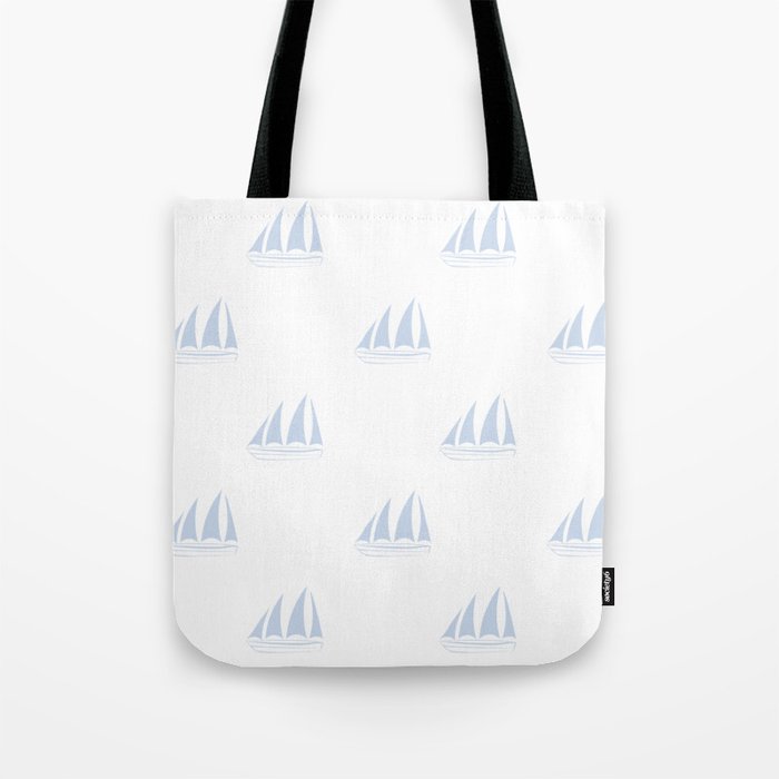 Pale Blue Sailboat Pattern Tote Bag Gallery Image 1