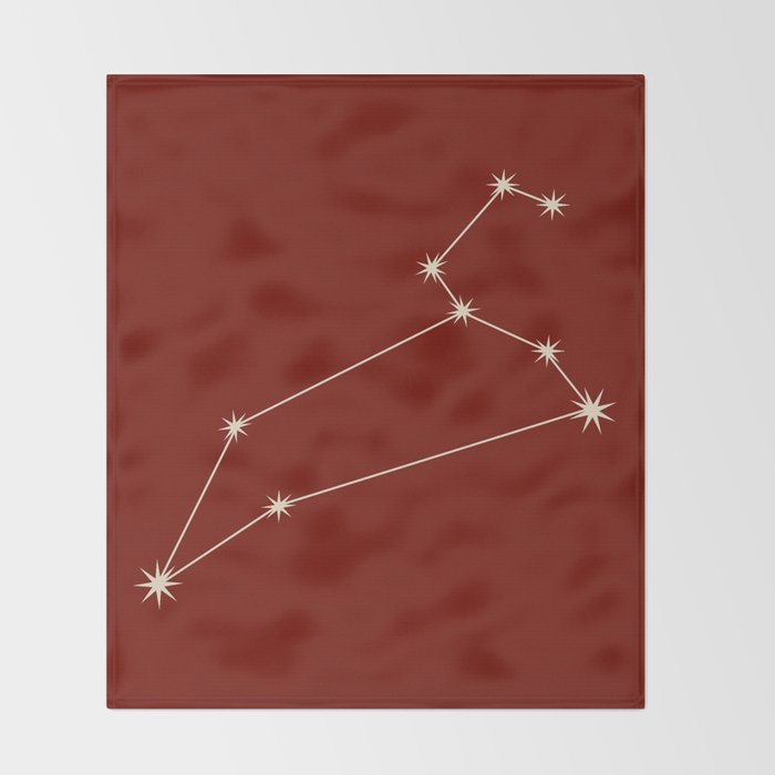 Leo Zodiac Star Constellation Line Art Ruby Red Throw Blanket Gallery Image 2