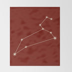 Leo Zodiac Star Constellation Line Art Ruby Red Throw Blanket Gallery Image 2