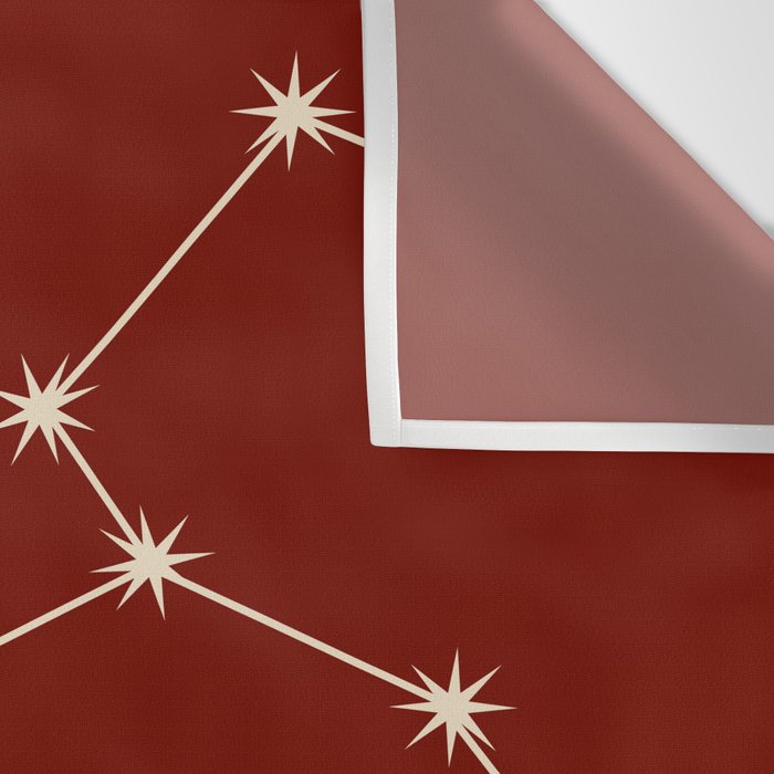 Leo Zodiac Star Constellation Line Art Ruby Red Wall Tapestry Gallery Image 3