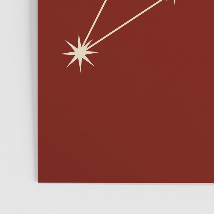 Leo Zodiac Star Constellation Line Art Ruby Red Poster Gallery Image 3
