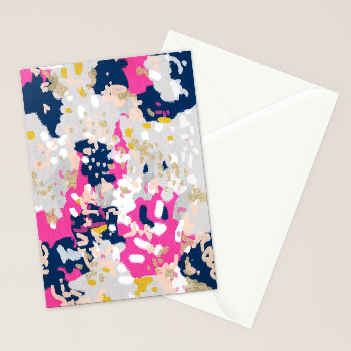 Michel - Abstract, girly, trendy art with pink, navy, blush, mustard for cell phones, dorm decor etc Stationery Card Gallery Image 2