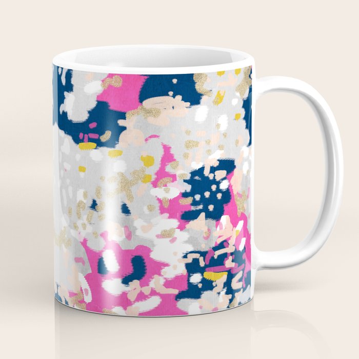 Michel - Abstract, girly, trendy art with pink, navy, blush, mustard for cell phones, dorm decor etc Coffee Mug Gallery Image 1