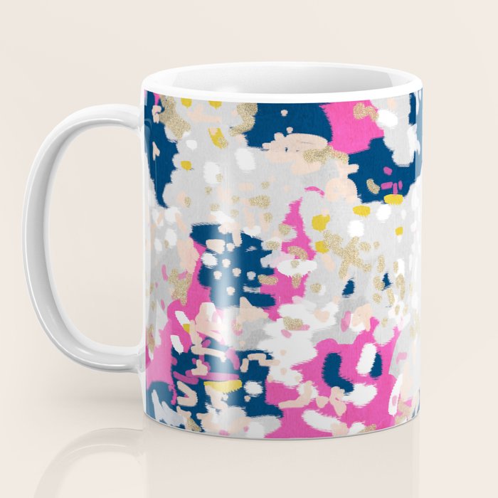 Michel - Abstract, girly, trendy art with pink, navy, blush, mustard for cell phones, dorm decor etc Coffee Mug Gallery Image 3