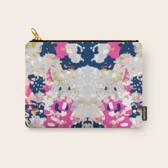 Michel - Abstract, girly, trendy art with pink, navy, blush, mustard for cell phones, dorm decor etc Carry All Pouch Gallery Image 1