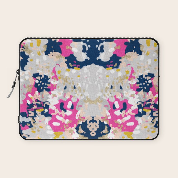 Michel - Abstract, girly, trendy art with pink, navy, blush, mustard for cell phones, dorm decor etc Laptop Sleeve Gallery Image 1