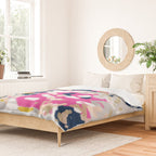 Michel - Abstract, girly, trendy art with pink, navy, blush, mustard for cell phones, dorm decor etc Duvet Cover Gallery Image 2