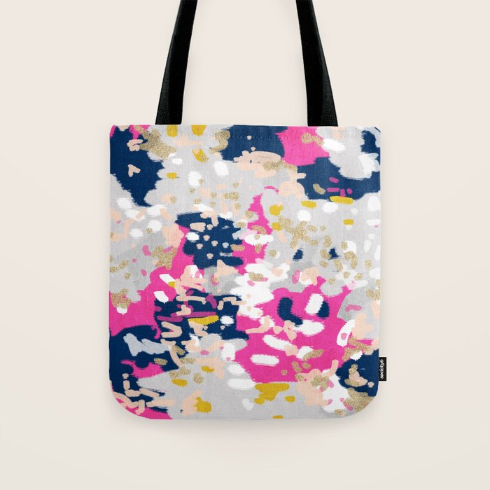 Michel - Abstract, girly, trendy art with pink, navy, blush, mustard for cell phones, dorm decor etc Tote Bag Gallery Image 1