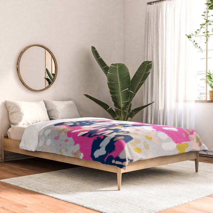 Michel - Abstract, girly, trendy art with pink, navy, blush, mustard for cell phones, dorm decor etc Comforter Gallery Image 2