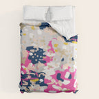 Michel - Abstract, girly, trendy art with pink, navy, blush, mustard for cell phones, dorm decor etc Duvet Cover Gallery Image 6