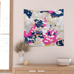 Michel - Abstract, girly, trendy art with pink, navy, blush, mustard for cell phones, dorm decor etc Wall Tapestry Gallery Image 2