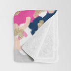 Michel - Abstract, girly, trendy art with pink, navy, blush, mustard for cell phones, dorm decor etc Throw Blanket Gallery Image 3