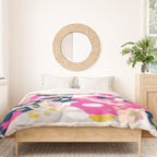 Michel - Abstract, girly, trendy art with pink, navy, blush, mustard for cell phones, dorm decor etc Duvet Cover Gallery Image 3
