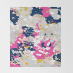 Michel - Abstract, girly, trendy art with pink, navy, blush, mustard for cell phones, dorm decor etc Throw Blanket Gallery Image 2