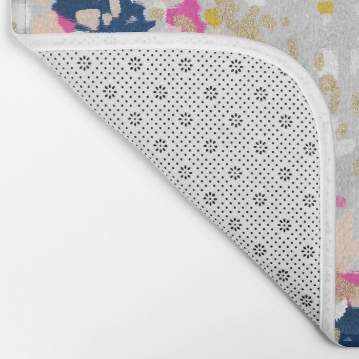 Michel - Abstract, girly, trendy art with pink, navy, blush, mustard for cell phones, dorm decor etc Bath Mat Gallery Image 2
