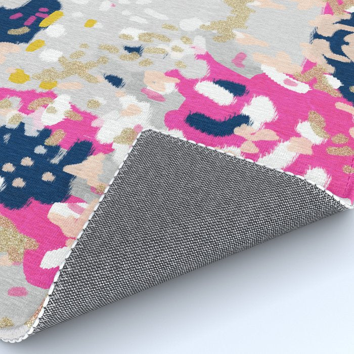 Michel - Abstract, girly, trendy art with pink, navy, blush, mustard for cell phones, dorm decor etc Rug Gallery Image 4
