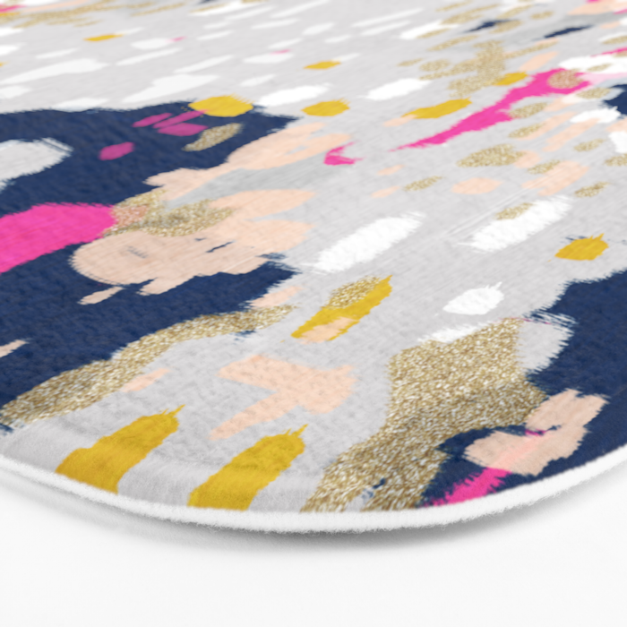 Michel - Abstract, girly, trendy art with pink, navy, blush, mustard for cell phones, dorm decor etc Bath Mat Gallery Image 3
