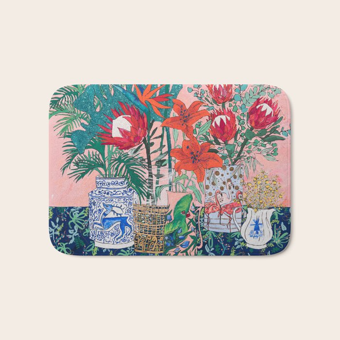 The Domesticated Jungle - Floral Still Life Bath Mat Gallery Image 1